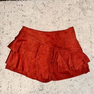 Burnt Orange Suede Ruffle Skort - DO+BE